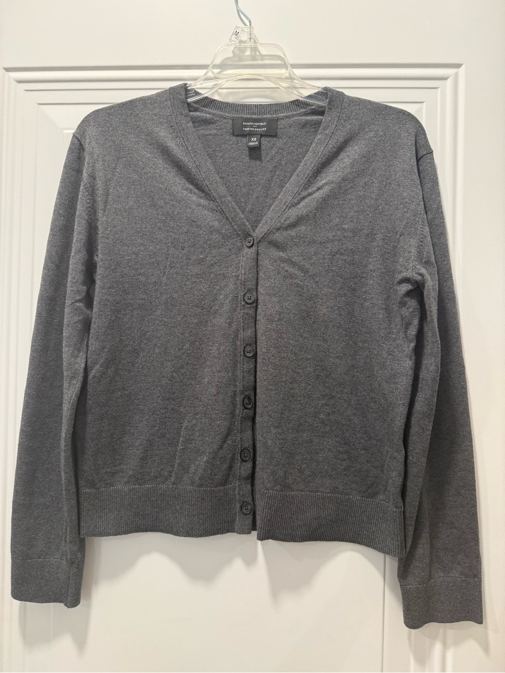 Banana Republic Gray V-Neck Button Cardigan Sweater Sz XS